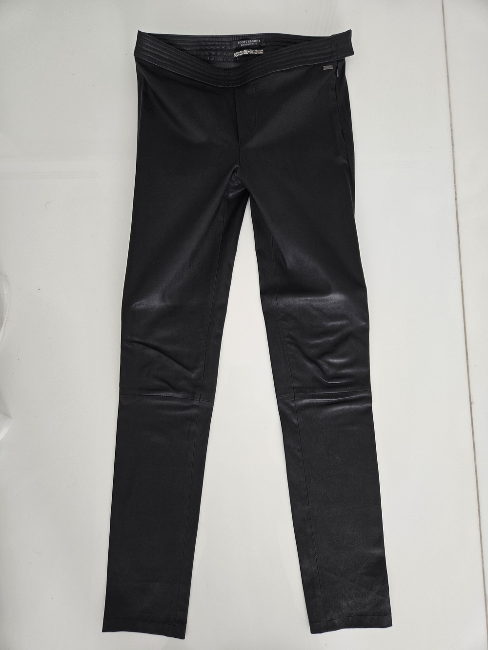 Scotch & Soda Black Skinny Leather Skinny Leg Pants, Size 1
